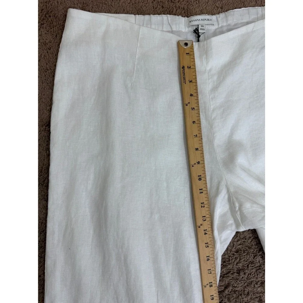 NWT Banana Republic White Linen Wide-Leg Cropped Pants Lace Hem size 20 Summer